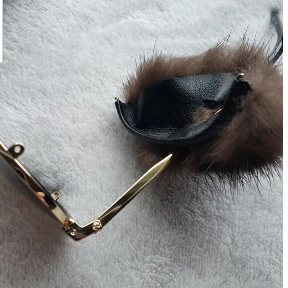 Saint Lauren Gold Mink Fur Classic 11 Shields Sunglasses - Picture 9 of 15